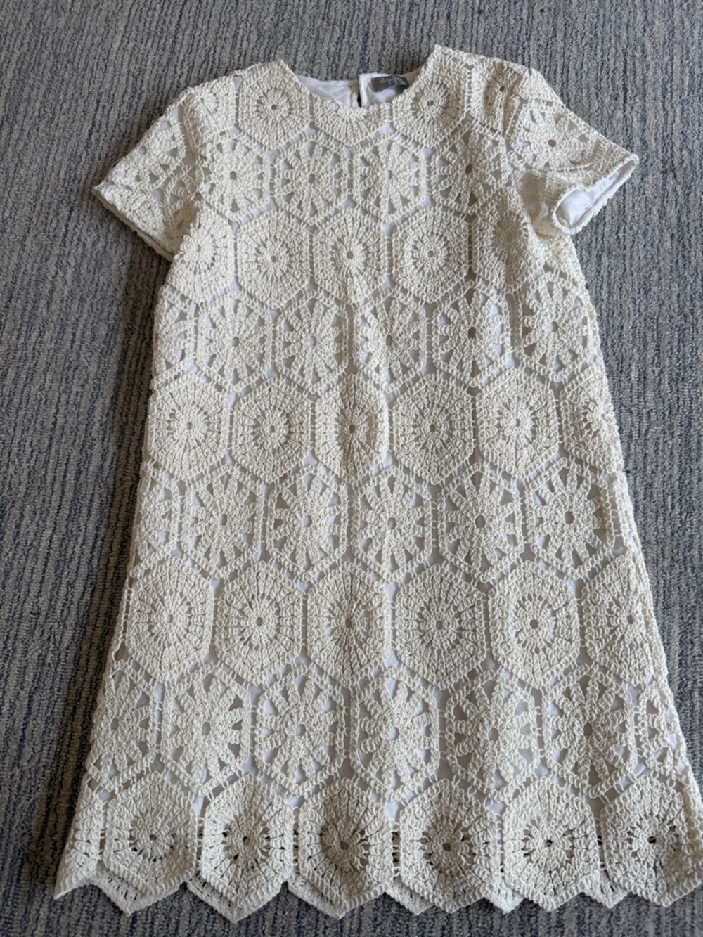 Il Gufo Cream Crochet Lace Shift Dress